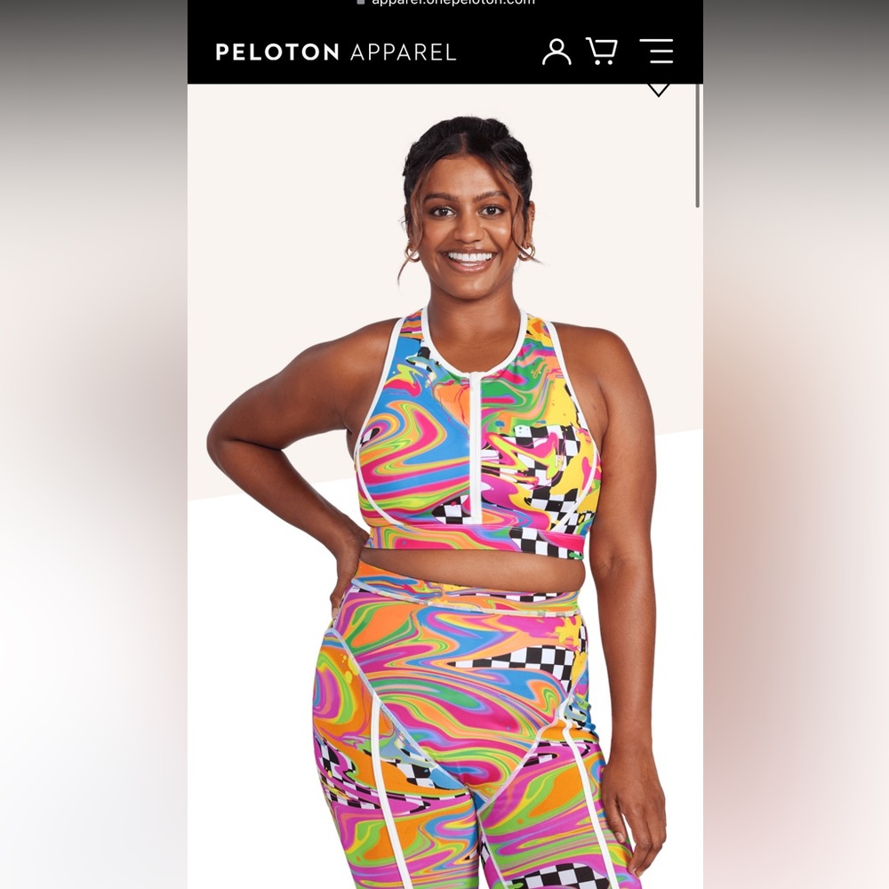Brittany Allen x Peloton Printed Zipper Bra, Size Large (BNWT)